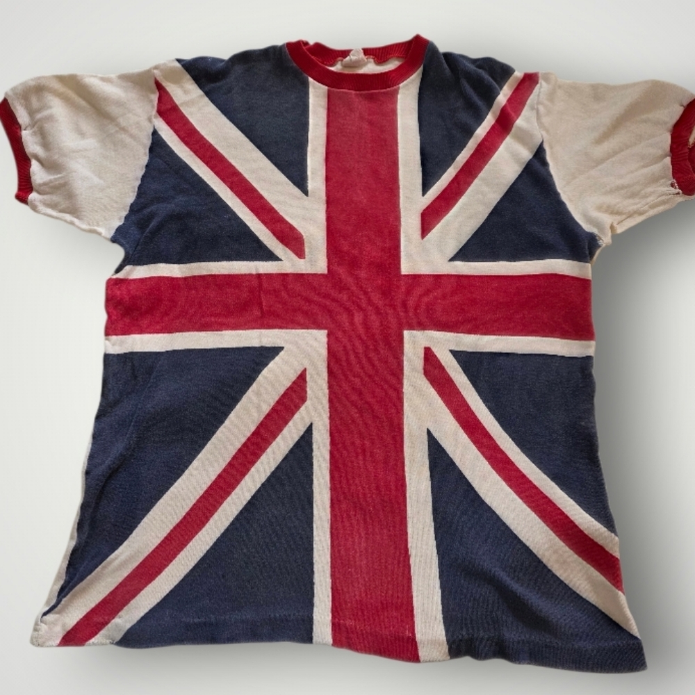 Vintage Union Jack Ringer Tee - Red, Navy & Cream 70/80's